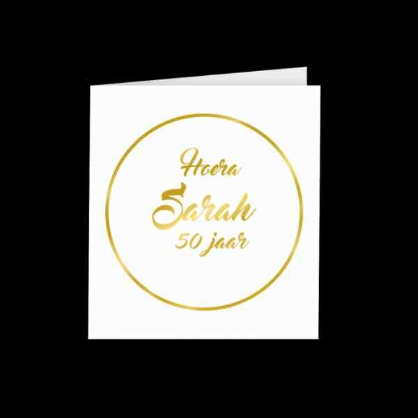 Gold White Cards Sarah  50 jaar