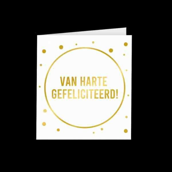 Gold White Cards Van Harte Gefeliciteerd