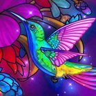 Diamond Painting Kleurijke  vogel 50 x 50 ronde steentjes