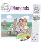 Diamond Painting Dotty Designs Diamonds - Bubbly Girls - Scooter ronde steentjes