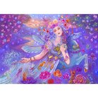 Diamond  Painting Paarse Fee + Unicorn 70 x50 Vierkante steentjes