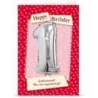 Leeftijdballon -Wenskaart  1 Jaar