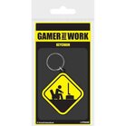 GAMER AT WORK - Rubber Keychain - Caution Sign - Sleutelhanger