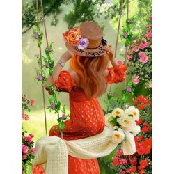 Diamond painting op kader Garden swing 30 x 40 cm