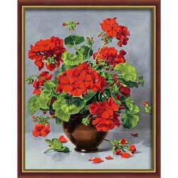 Diamond Painting Red geranium 40x50 cm vierkante steentjes