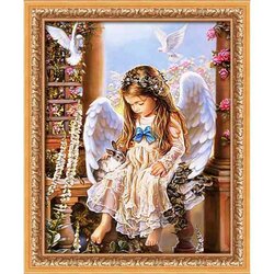 Diamond painting kit "Angel with a rabbit" 40x50 cm vierkante steentjes