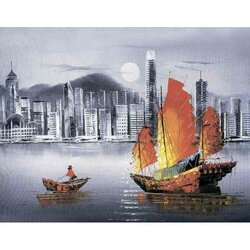 hong Kong By night   50 x 40 Ronde Steentjes
