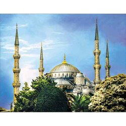 Diamond Painting Blue Mosque  40 x 50 cm  ronde steentjes met kader