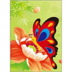 Diamond Painting butterfly on a flower 22 x 17 cm ronde steentjes op kader