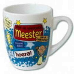 Paper Dreams Mok Cartoon-stijl Meeter Keramiek 325ml Blauw/wit