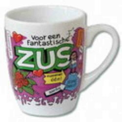 Paper Dreams Mok Cartoon-stijl Zus Keramiek 325ml Roze/wit