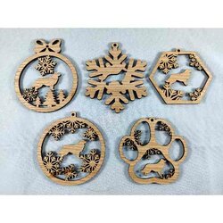 Kerstboomversiering Set van 5  Border Collie