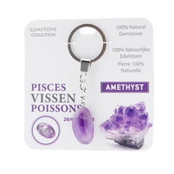 Gemstone - Amethyst - Sleutelhanger - Sterrenbeeld - Vissen