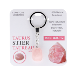 Gemstone - Rose Quartz - Sleutelhanger - Sterrenbeeld - Stier