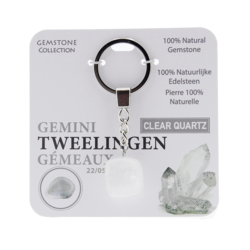 Gemstone - clear Quartz - Sleutelhanger - Sterrenbeeld - Tweelingen