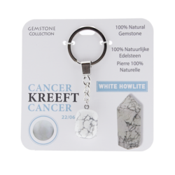 Gemstone - White Howlite -Sleutelhanger - Sterrenbeeld - Kreeft