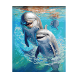 Diamond Painting - Art City - Canvas op houten frame - DOLFIJNEN - 30 x 40 cm