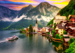 Hallstatt Town at Sunset, Austria -Oostenrijk puzzel 1000 Stukjes