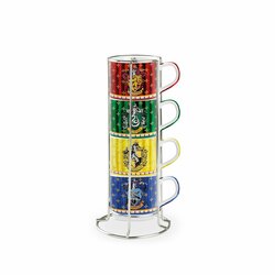 HARRY POTTER - The 4 Houses - Set of 4 Mugs 80ml + Metalrack