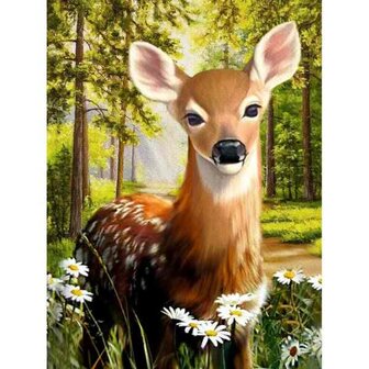 Diamond painting op kader Deer in the forest&quot; 30x40 cm