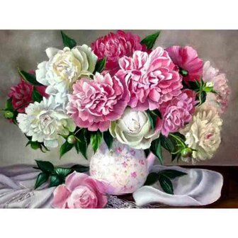 Diamond painting op kader &quot;Peonies&quot; 30x40 cm