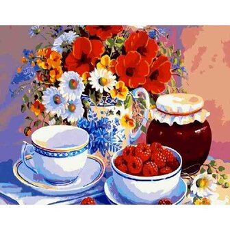 Raspberry Jam 50 x40  cm  ronde steentjes met kader
