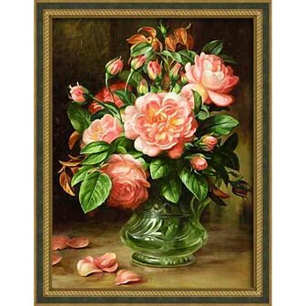 Diamond painting kit &quot;Roses in a vase&quot; 30x40 cm vierkante steentjes