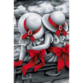 2 Meisjes 50 x 75 ronde steentjes
