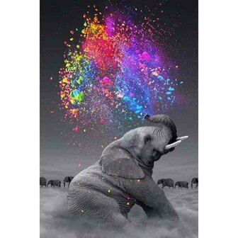Olijke Olifant 40 x 60  ronde steentjes