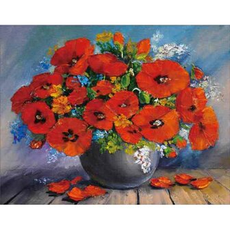 Red Bouquet  50 x 40 Ronde Steentjes