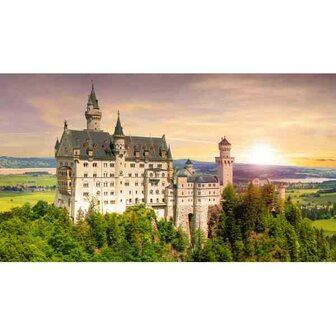 Diamond Painting , kasteel Neuschwanstein in de schemering, vierkante stenen, 50x90cm, 50 kleuren