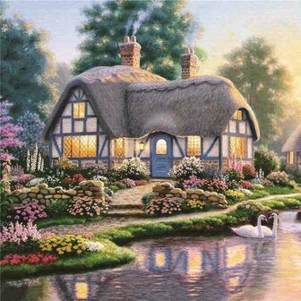 Diamond Painting Cozy House nr 3  50x50 Vierkante steentjes