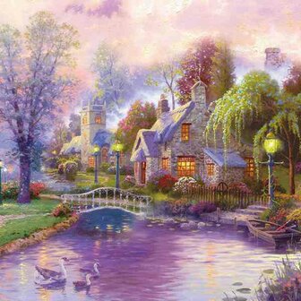Diamond Painting Cozy House nr4  50x50 Vierkante steentjes