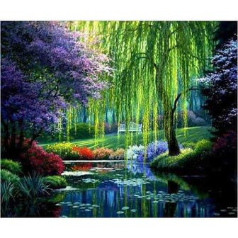 Diamond  Painting Romantisch Beekje 60 x50  Vierkante steentjes