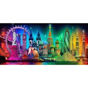 Diamond  Painting Kleuren van de wereld  60 x30  Vierkante steentjes