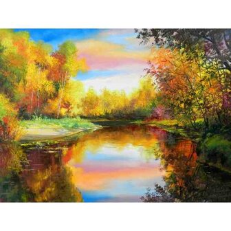 Schilderen op nummer  Herfstkleuren beek   40 x50