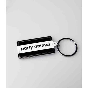 Black &amp; White keyring - Party animal