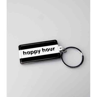 Black &amp; White keyring - Happy hour