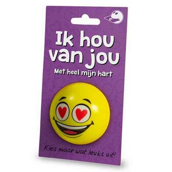 Cadeaukaart + Stressbal  Ik hou van jou