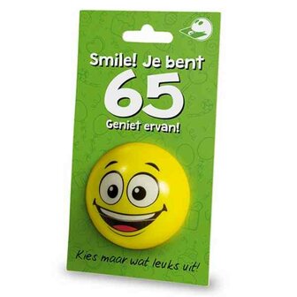 Cadeaukaart + Stressbal  65 Jaar