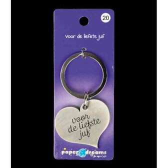 Hart Sleutelhanger - voor de liefste juf