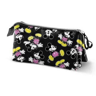 MICKEY - Checkered - Eco Triple Pencil Case &#039;23x11x7cm&#039;