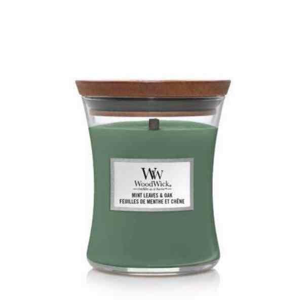 WoodWick Mint Leaves &amp; Oak Medium Candle