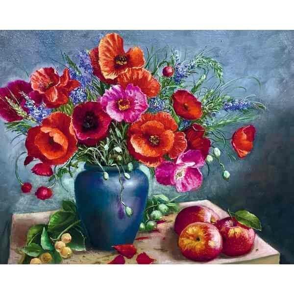 Diamond painting op kader &quot;Still life with poppies 40x50 cm