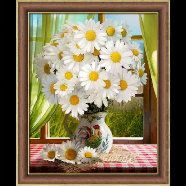 Diamond Painting Chamomiles by the Window 40 x 50 cm vierkante steentjes