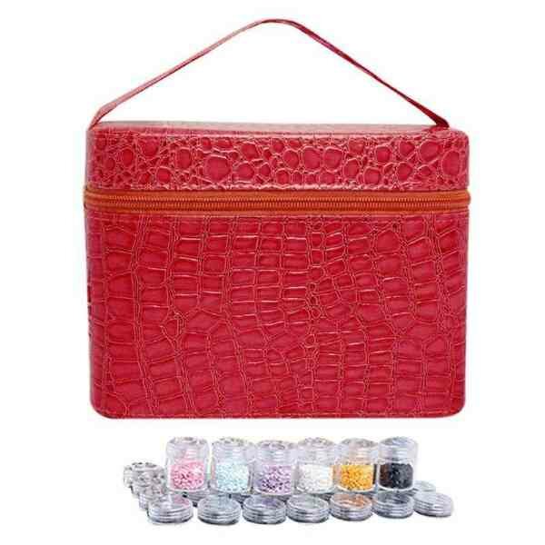 Opbergkoffer met 80  ronde potjes Rood