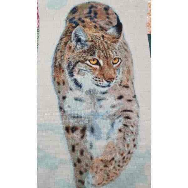 Diamond Painting Sneeuw lynx &quot;Blauw&quot;, vierkante stenen, ca. 70 x40 cm, 110 kleuren