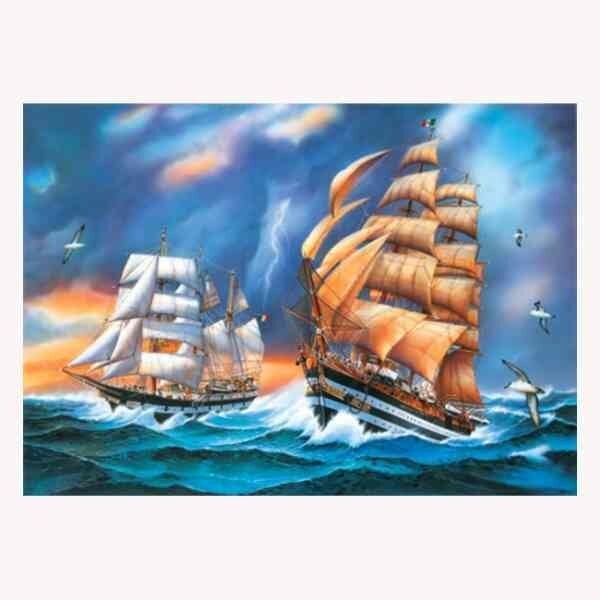 Diamond  Painting Zeilschepen 50x40 cm Vierkante steentjes