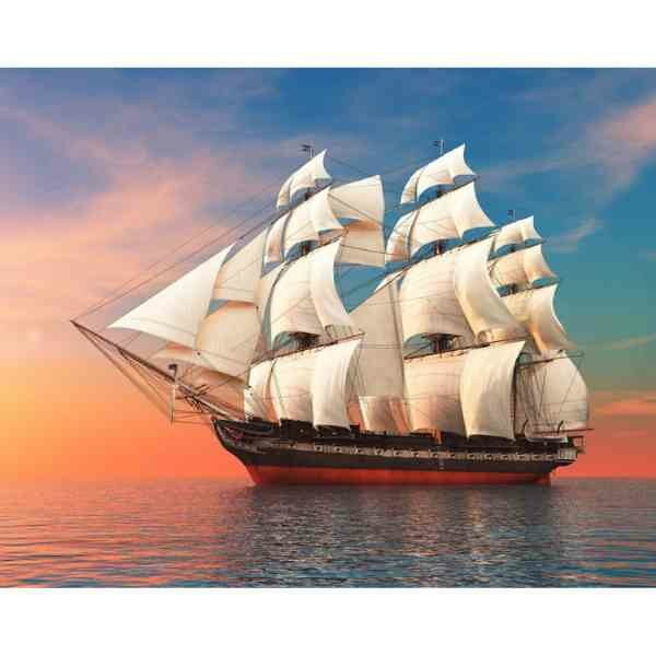Diamond Painting Ship in the sea 50x40 vierkante steentjes