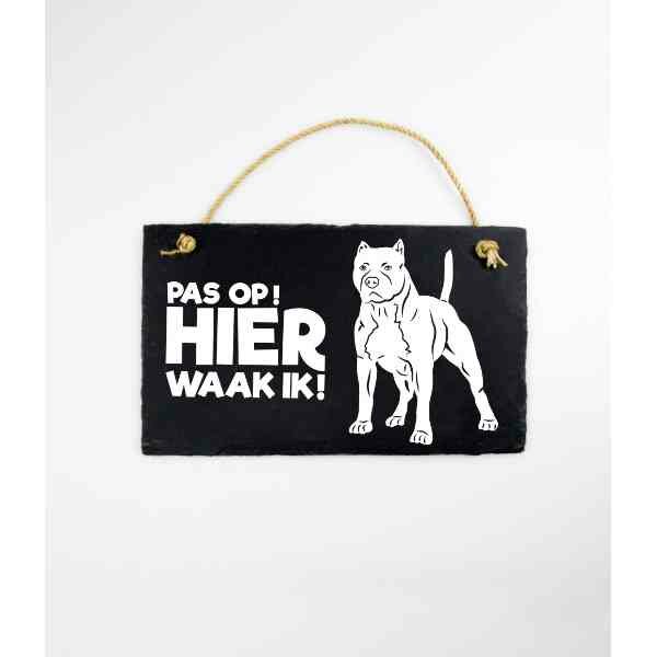 Leisteen Dieren - Amerikaanse Pitbull / Spreuktegel